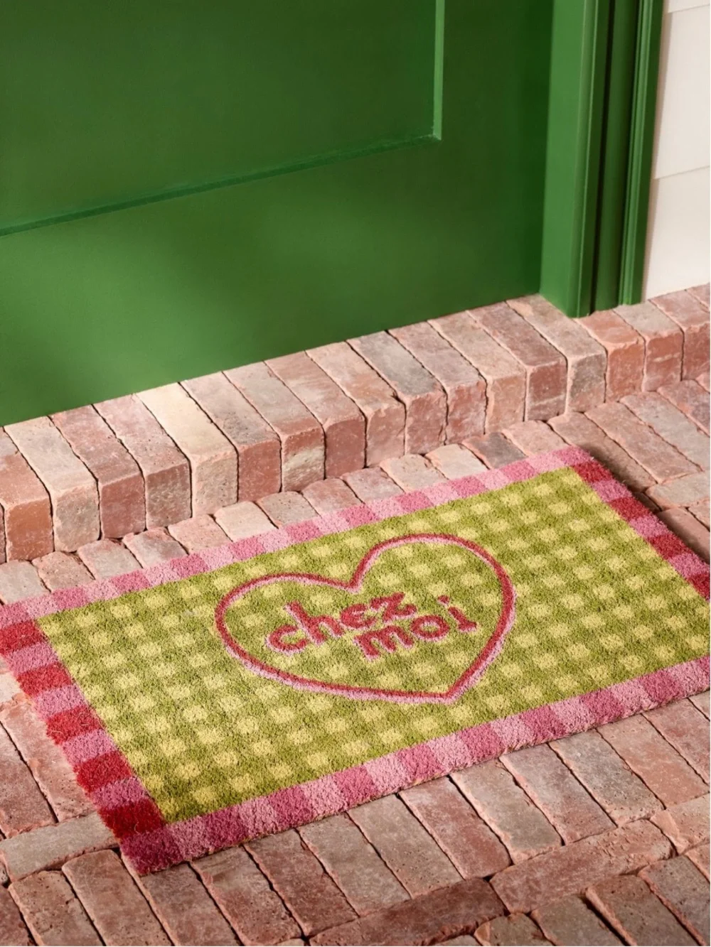 Chez Moi Gingham Coir Printed Door Mat from Anthropologie.